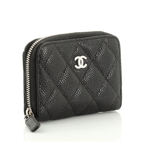 CHANEL Caviar Quilted Classic Zipped Coin Purse White 